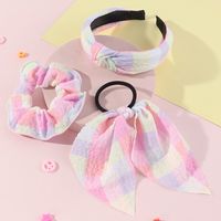 New Cute Pink Headband Hair Ring Hair Rope Girl's Hair Accessories Set sku image 1