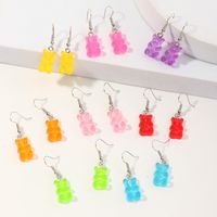 Fashion Cute Candy Color Cartoon Bear Girls' Earrings 8 Pairs Set main image 3