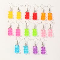 Fashion Cute Candy Color Cartoon Bear Girls' Earrings 8 Pairs Set main image 4