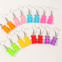 Fashion Cute Candy Color Cartoon Bear Girls' Earrings 8 Pairs Set main image 1