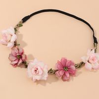 Fashion Cute Five Flowers Hand-stitched Woven Garland Girl Headband main image 1