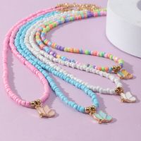 New Bohemian Style Colorful Bead Butterfly Pendant Children's Necklace Set main image 5