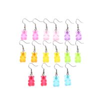 Mode Mignon De Couleur De Sucrerie De Bande Dessinée Ours Filles Boucles D'oreilles 8 Paires Ensemble main image 2