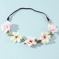 Fashion Cute Five Flowers Hand-stitched Woven Garland Girl Headband main image 2