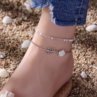 Fashion Flower Bead Alloy Anklet 2 Pieces main image 1