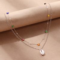 Women's Fashion Flower Shell Resin Shell Resin Pendant Necklace Layered Necklaces sku image 1