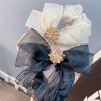 Fashion Elegant Crystal Flowers Lace Bowknot Long Streamer Tassel Hair Ring main image 5