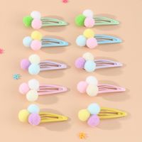 Nouveau Mode D'été Mignon Coloré Lumineux Petite Boule De Fourrure Barrettes Ensemble main image 5