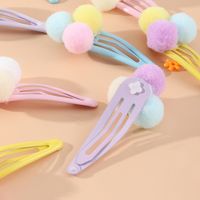 New Summer Fashion Cute Colorful Bright Little Fur Ball Barrettes Set main image 3