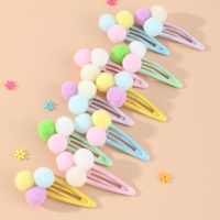 New Summer Fashion Cute Colorful Bright Little Fur Ball Barrettes Set main image 2