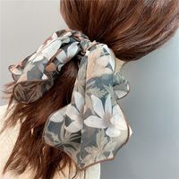 Fashion Retro Floral Long Streamer Multi-layer Big Bow Hair Tie main image 2