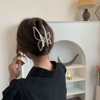 Mode Neue Große Bogen Inlay Perle Grip Frauen Haar Clip Haar Zubehör main image 6