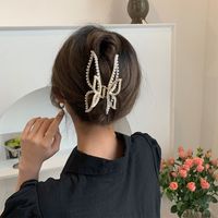 Mode Neue Große Bogen Inlay Perle Grip Frauen Haar Clip Haar Zubehör main image 5