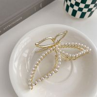 Fashion New Large Bow Inlay Pearl Grip Women's Hair Clip Hair Accessories main image 4
