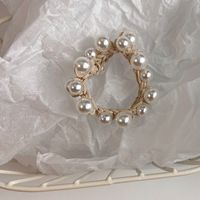 Mode Einfache Gummi Nachahmung Perle Intarsien Strass Haar Krawatte main image 5