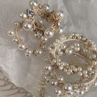 Mode Einfache Gummi Nachahmung Perle Intarsien Strass Haar Krawatte main image 1