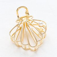 Fashion Simple Metal Inlay Pearl Barrettes Shell Shaped Hollowed-out Grip sku image 19