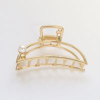 Fashion Simple Metal Inlay Pearl Barrettes Shell Shaped Hollowed-out Grip sku image 26