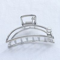 Fashion Simple Metal Inlay Pearl Barrettes Shell Shaped Hollowed-out Grip sku image 27