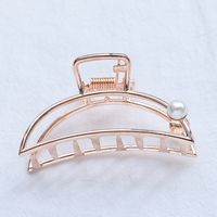 Fashion Simple Metal Inlay Pearl Barrettes Shell Shaped Hollowed-out Grip sku image 11