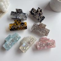 Fashion Geometric Square Letter Grip Simple Color Diamond-embedded Hairpin main image 5