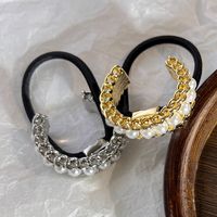 New Golden Silvery Chain  Inlaid Imitation Pearl Alloy Hair Tie main image 1