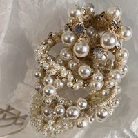Mode Einfache Gummi Nachahmung Perle Intarsien Strass Haar Krawatte main image 4