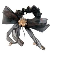Fashion Elegant Crystal Flowers Lace Bowknot Long Streamer Tassel Hair Ring main image 3