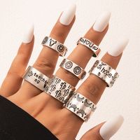 Simple Hip-hop Jewelry Letter Love Ring Five-piece Retro Geometric Ring Set sku image 5