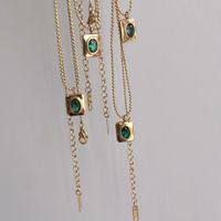 Fashion Simple Oval Emerald Zircon Titanium Steel Necklace sku image 2