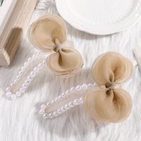 Women's Princess Sweet Bow Knot Synthetic Resin Synthetic Yarn Headwear Inlaid Pearls Artificial Pearl Hair Clip 1 Set sku image 1