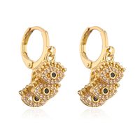 Retro Devil's Eye Pendant Female Copper Plated Real Gold Micro Inlaid Zircon Earrings sku image 1