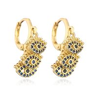 Retro Devil's Eye Pendant Female Copper Plated Real Gold Micro Inlaid Zircon Earrings sku image 8