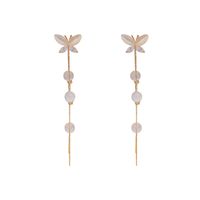 Three-dimensional Red And White Pearl Long Tassel Alloy Ear Line sku image 1