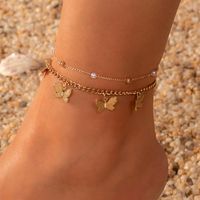 Fashion Bohemian Ethnic Style Butterfly Pendant Double-circle Beach Anklet main image 2
