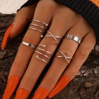 Retro Alloy Geometric Pattern Hand Xingx Ring Daily Artificial Pearl Copper Rings main image 2