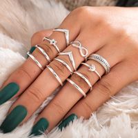 Retro Alloy Geometric Pattern Hand Xingx Ring Daily Artificial Pearl Copper Rings sku image 2