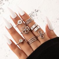 Retro Alloy Geometric Pattern Hand Xingx Ring Daily Artificial Pearl Copper Rings sku image 5