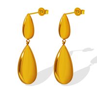 Fashion New Water Drop Pendant Stitching Titanium Steel 18k Gold Plating Earrings main image 3