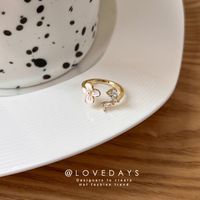 Flowers Ring Delicate Pearl Zircon Opening Index Finger Ring main image 1