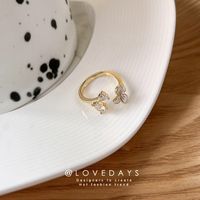 Flowers Ring Delicate Pearl Zircon Opening Index Finger Ring main image 4
