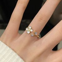 Flowers Ring Delicate Pearl Zircon Opening Index Finger Ring main image 3