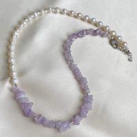 Choker Freshwater Pearl Necklace Purple Special-shaped Stone Cold Wind Necklace Accessories main image 5