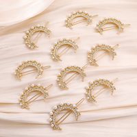Women's Fashion Moon Imitation Pearl Alloy Hair Accessories Inlaid Pearls Diamond Artificial Rhinestones Artificial Pearls Hair Clip 10 Pieces 1 Set sku image 1