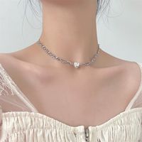 Moda Alas De Angel Forma De Corazón Aleación Diamantes De Imitación Artificiales Mujeres Collar main image 1