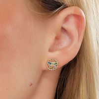 Simple Golden Hollow Butterfly Shape Copper Inlaid Colorful Zircon Stud Earrings main image 2