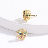 Simple Golden Hollow Butterfly Shape Copper Inlaid Colorful Zircon Stud Earrings main image 3