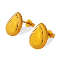 Retro Geometric Water Drop Shape Female Titanium Steel 18k Gold Plating Earring Ornament main image 3