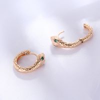 Simple Golden Electroplated Snake Shape Copper Inlaid Zircon Hoop Earrings main image 3