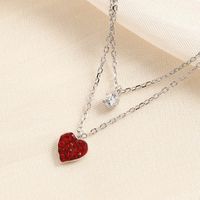 Strass Incrusté Coeur Rouge Forme S925 Sterling Collier En Argent main image 6